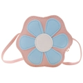 Sac bandoulière rose en forme de fleur pour enfants avec des pétales bleus et cuir PU doux - Rose
