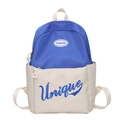 Grote blauw-beige schoolrugzak voor kinderen met modieus geborduurde letters - Blauw