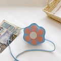 Sac bandoulière enfant en forme de fleur bleu ciel avec pétales roses et fine lanière - Bleu