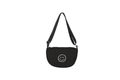 Zwarte canvas crossbodytas voor kinderen met een lachend gezichtje erop - Kant A Zwart