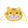 Cute yellow cartoon tiger crossbody bag for kids with adjustable woven strap - Yellow