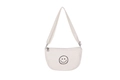 Kinder crossbodytas van gebroken wit canvas met zwarte smileyprint en verstelbare riem - Kant A Gebroken Wit