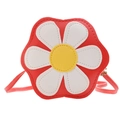 Mini floral crossbody bag for kids featuring a red flower design with a pink strap - Red