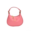 Bolso mini hobo rosa de piel granulada para niños con logotipo ARIR dorado - Rosa Rojo