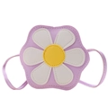 Charming purple floral crossbody bag for children with a white daisy design and PU strap - Purple