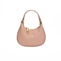 Bolso hobo minimalista rosa palo para niños con piel texturizada y herrajes dorados - Rosa