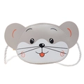 Cute grey mouse crossbody bag for kids featuring cartoon ears and braided shoulder strap - Gray