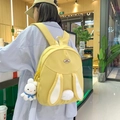 Cute bright yellow rabbit backpack with bunny ears and plush charm for women - Without Pendant / Yellow