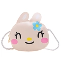 Cute bunny shoulder bag for kids in beige faux leather with floral decoration - White