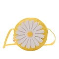 Cute yellow daisy crossbody round bag for kids with adjustable strap and PU finish - Yellow