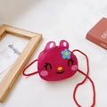 Rose red cartoon rabbit crossbody bag for kids featuring floral detail and woven strap - Rose Red