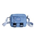 Mini sac à bandoulière enfant en toile bleu clair avec sangle réglable et rabat - Bleu