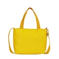 Minimalist bright yellow kids shoulder bag with durable canvas straps and metal hooks - Yellow