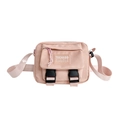 Sac bandoulière rose pour enfants en toile avec poche à rabat et deux boucles noires - Rose Clair