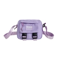 Mini sac bandoulière enfant en toile lavande avec sangles réglables et boucles noires - Violet