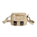Sac à bandoulière en toile beige pour enfants avec sangle réglable et boucles - Kaki