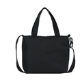 Minimalist black canvas tote bag for kids with adjustable shoulder strap and handles - Black