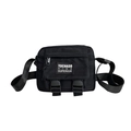 Mini sac bandoulière noir en toile pour enfants avec boucles doubles et rabat velcro - Noir