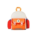 Mochila infantil de lona con bloques de color en crema, naranja y azul con bolsillo - Grande / Naranja