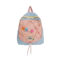 Kids star backpack with light blue, pink, and yellow color blocking and drawstring details - Pink