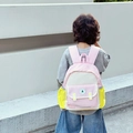 Mochila infantil rosa y crema con correas anchas y diseño de bloques de color - Pequeño / Rosa