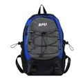 Sac à dos enfant grande capacité avec design de couleurs contrastées et cordon - Bleu