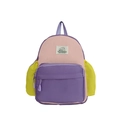 Mochila infantil en rosa, violeta y amarillo con diseño de bloques de color - Morado