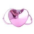 Sac bandoulière cœur rose brillant pour enfants avec effet laser et double fermeture éclair - Rose rosé