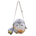 Simpatica borsa a tracolla pinguino per bambini grigio e bianco con piccolo peluche incluso - Grigio Chiaro (Con Pendente)