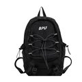 Sac à dos noir pour enfants avec cordon de serrage et logo SPU pour l'école et le sport - Noir