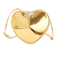 Borsa a tracolla a cuore per bambini con finitura dorata a specchio e tracolla abbinata - Oro
