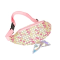 Children's sequin mermaid tail waist bag in pink and yellow gradient with holographic fin - Pink