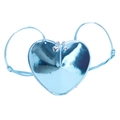 Borsa a tracolla a cuore per bambini in blu metallizzato lucido con doppia zip a cuore - Blu
