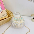 White mini embroidered bag with traditional Chinese knot and elegant pearl handle - White With Frog Buttons