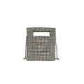 Sparkling silver rhinestone mini handbag for girls with chain strap and hollow handle - Square Rhinestone Style