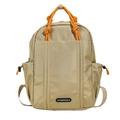 Lightweight khaki drawstring backpack for kids featuring orange paracord handles and front pocket - Large / Khaki