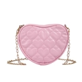 Borsa a tracolla rosa a forma di cuore con ricamo trapuntato e catena dorata in metallo - Rosa