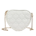 Borsa a tracolla trapuntata a cuore bianca con catena dorata per bambine - Bianco