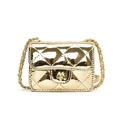 Borsa a tracolla per bambini dorata metallizzata con motivo trapuntato e fibbia a fiore - Oro