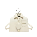 Sac bandoulière créatif en cuir PU blanc crème au design de chemise avec cravate - Blanc