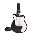 Borsa a tracolla creativa a forma di chitarra con contrasto bianco e nero e borchie - Nero