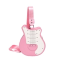 Borsa a tracolla a forma di chitarra rosa e bianca con borchie e cinturino in nylon - Rosa