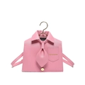 Pink shirt-shaped PU leather crossbody bag with tie decoration and gold hooks - Pink