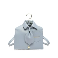 Light blue creative shirt shaped crossbody bag with faux leather collar and tie detail - Blue