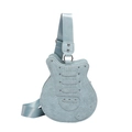 Unique guitar shaped crossbody bag in light blue PU leather with silver stud accents - Light Blue