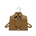 Brown PU leather shoulder bag featuring a unique shirt-shaped design with a metallic hook - Brown