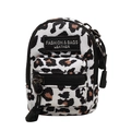 Mini bolso bandolera de leopardo para niñas hecho de lona con ganchos y cremalleras metálicas - Estampado de Leopardo Blanco