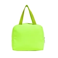 Neon green insulated canvas lunch bag with reinforced top handles and zipper closure - Green