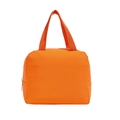 Solid bright orange canvas lunch tote bag with durable handles and metal zipper closure - Orange