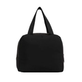 Minimalist black canvas lunch bag with reinforced handle and zipper for students - Black